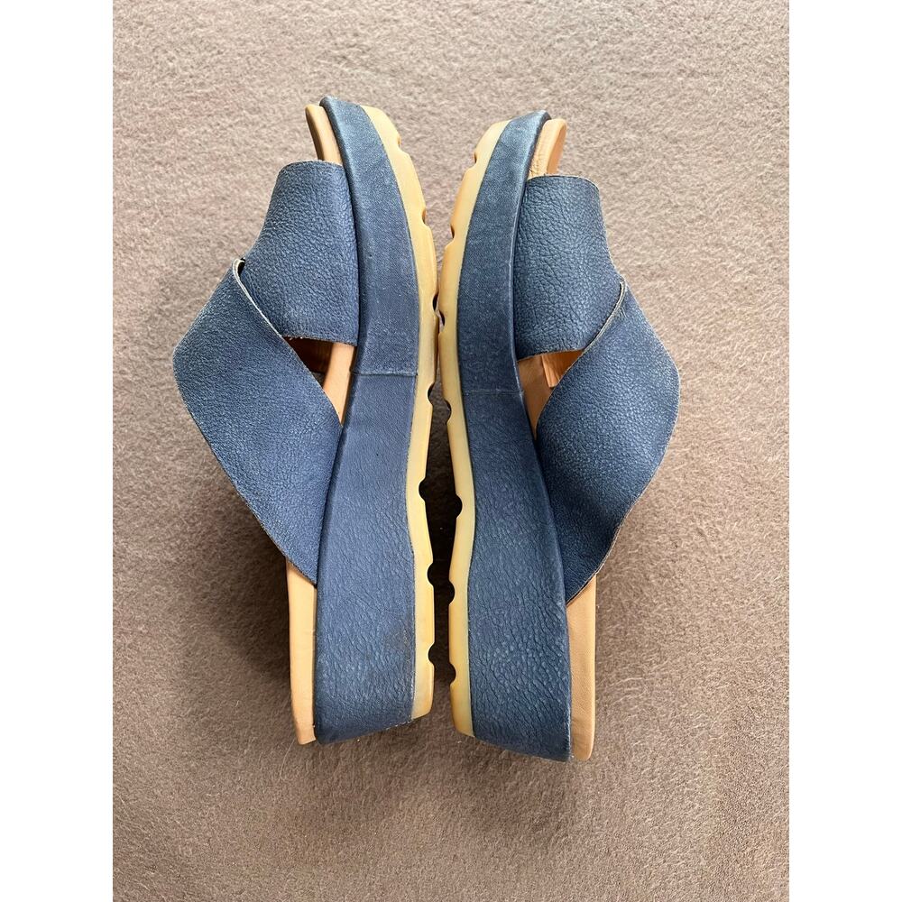 TKork-Ease Baja Sport Leather Wedge Slide Sandals - Blue - Size 9 - Picture 5 of 8